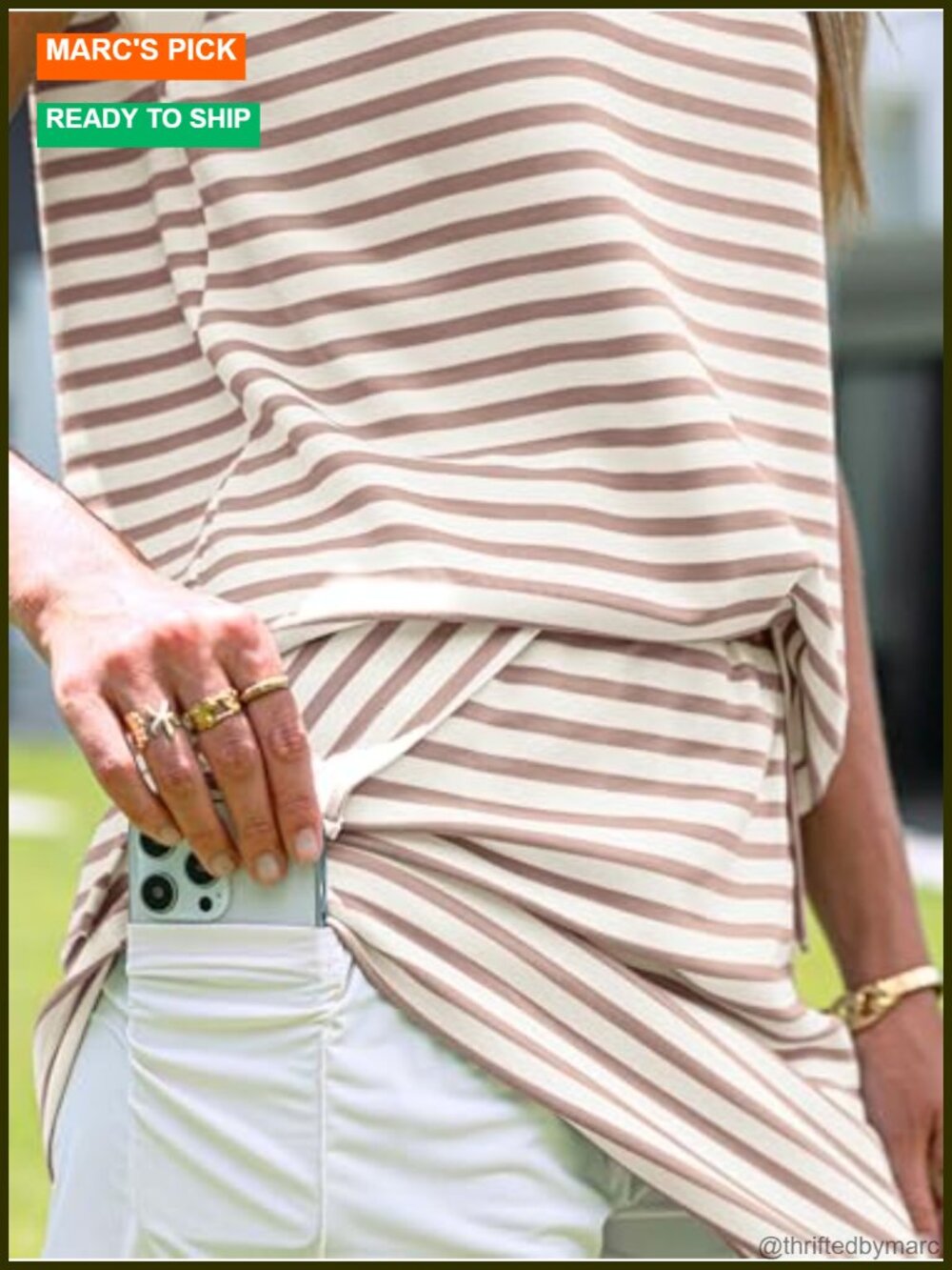 Women's 2 Piece Striped Skort Set Sleeveless Tennis Outfit with Pockets - Picture 4 of 6